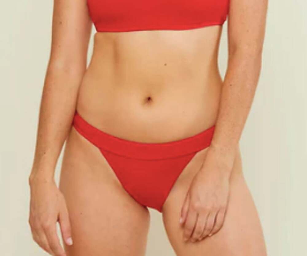NWT Andie The Banded Cheeky Smooth Bikini Bottom Cherry Red Size M